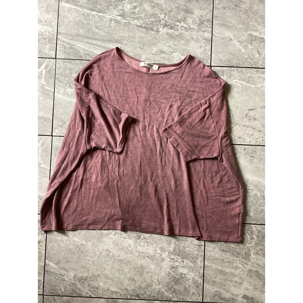 Three Bird Nest Womens Large Mauve Pink Oversized Short Sleeve Boxy Top T-Shirt